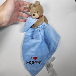 CHILD OF MINE‎ CARTERS Lovey Security Dog Blue Blanket I Love Mommy Rattle Satin